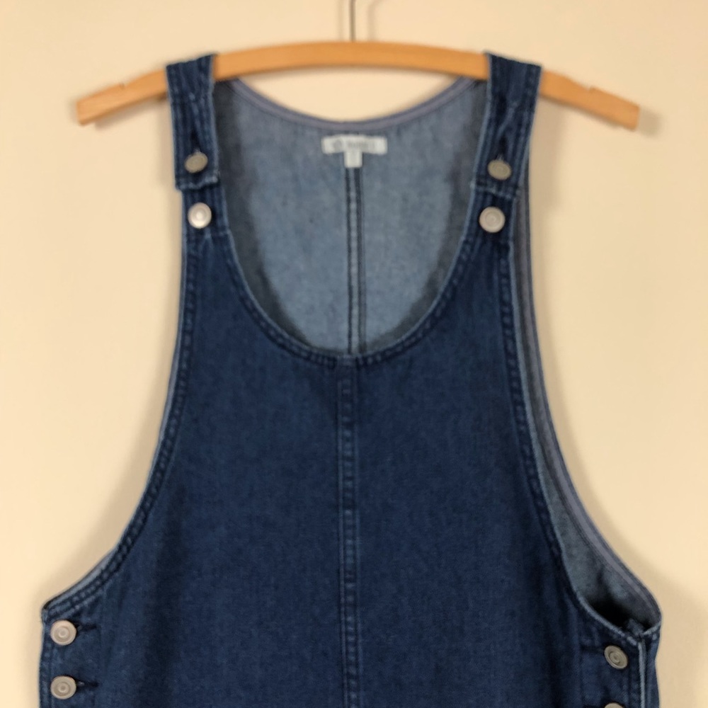 vintage 90s denim overalls dress cotton y2k jean mini pinafore jumper bib grunge - Picture 8 of 9